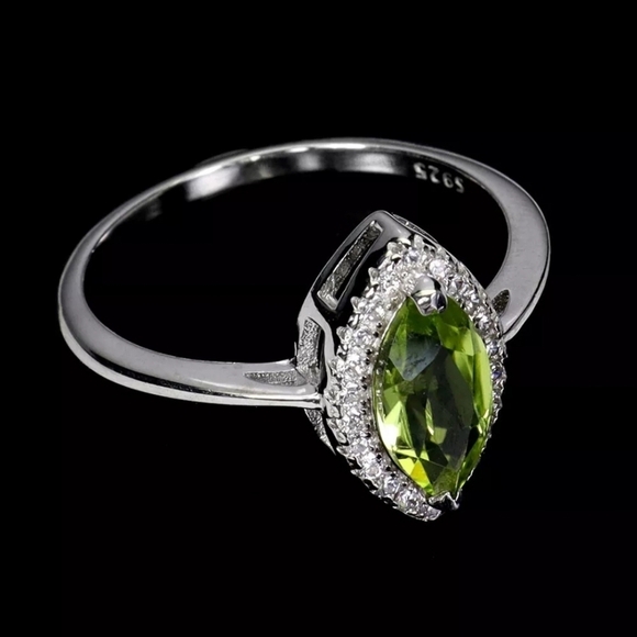 Unbranded Jewelry - 925 Sterling Silver Ring Marquise Peridot 10x5mm Natural Gemstone Jewelry Size 7